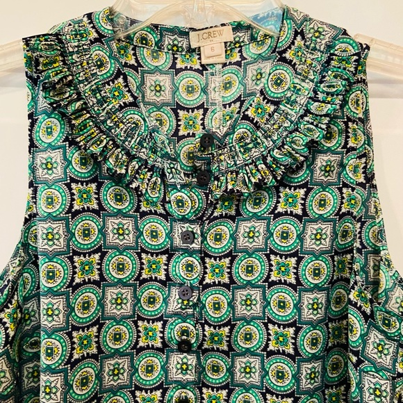 J. CREW-CUTE GREEN & BLUE TOP WITH BUTTONS SIZE 6 - Picture 4 of 9